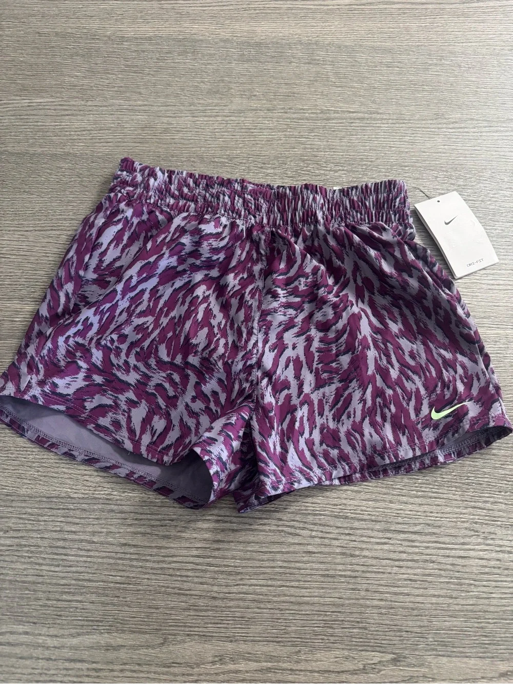 Nike One Kids Girls Woven Shorts Dri-fit Purple Sz L Brief Lined